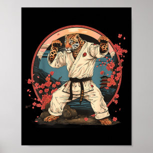 Judo Leopard Natur Kickboxen Taekwondo Kampfsport Poster