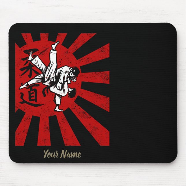 Judo Martial Arts with vintage japanischen Rising  Mousepad (Vorne)