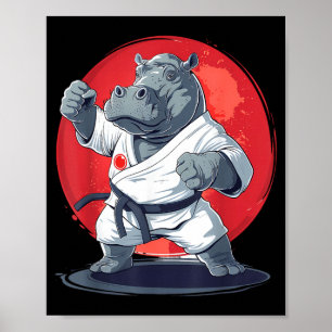 Judo Nilpferd Natur Kickboxen Taekwondo Kampfsport Poster
