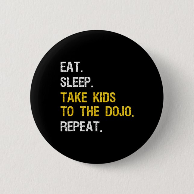 Judo Vater bringt Kinder zum Dojo Funny Karate Mam Button (Vorderseite)
