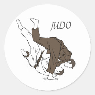 Judo Vintage Leder Stil Runder Aufkleber
