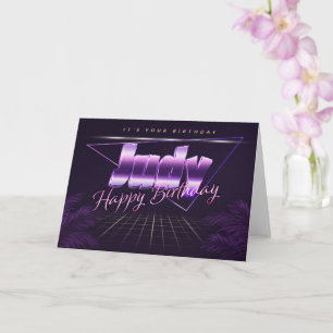 Judy Name Prénom lila retro Carte Anniversaire