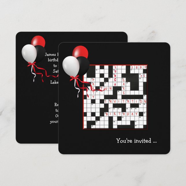 Judy's Kreuzworträtsel Einladung (Vorne/Hinten)