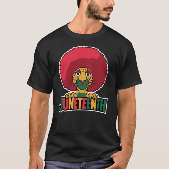Jüdzehnte Leopard Afro Black History Monat T-Shirt (Vorderseite)