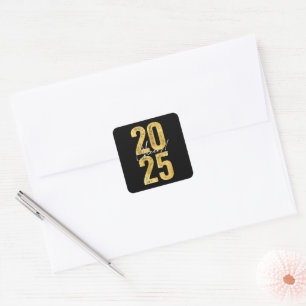 Juers to 2025 Gold Typografy Modern New Year Quadratischer Aufkleber