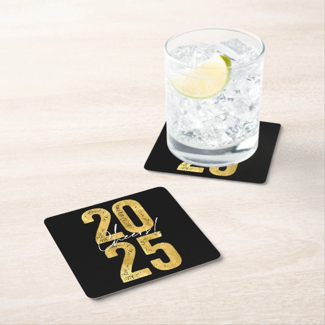 Juers to 2025 Gold Typografy Modern New Year Rechteckiger Pappuntersetzer (Vor Ort)