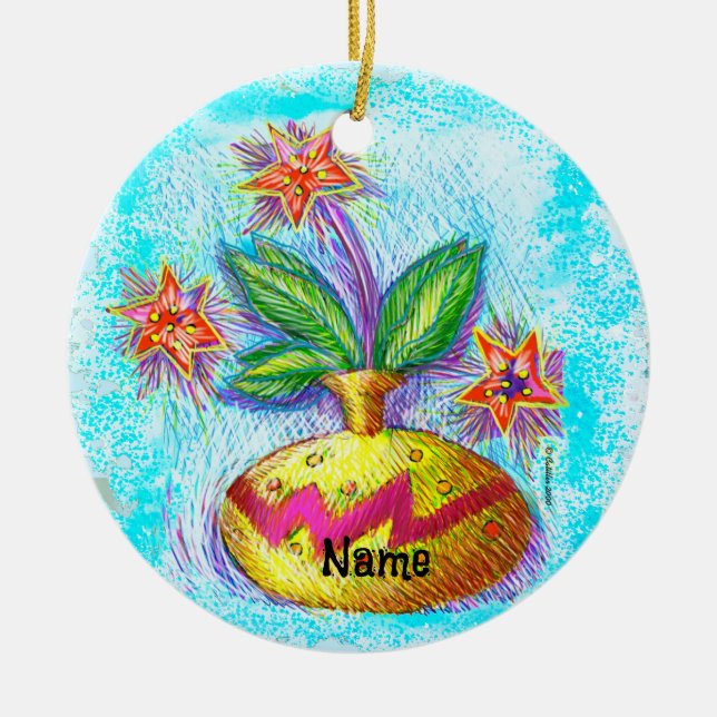 Jug O Blume Keramik Ornament (Vorne)