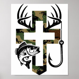 Jugend Camo Glaube Jagd Angeln Kreuz Haken Christu Poster