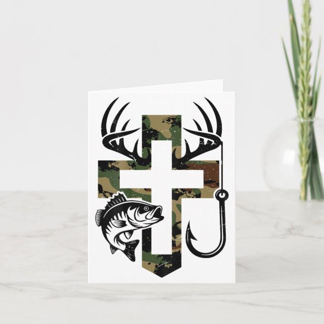 Jugend Camo Glaube Jagd Angelschnur Kreuz Haken Ch Karte (Vorderseite)