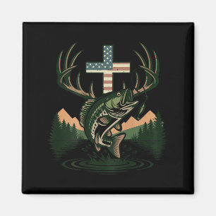 Jugend jagd glaube fischen kreuz tarndruck christl magnet