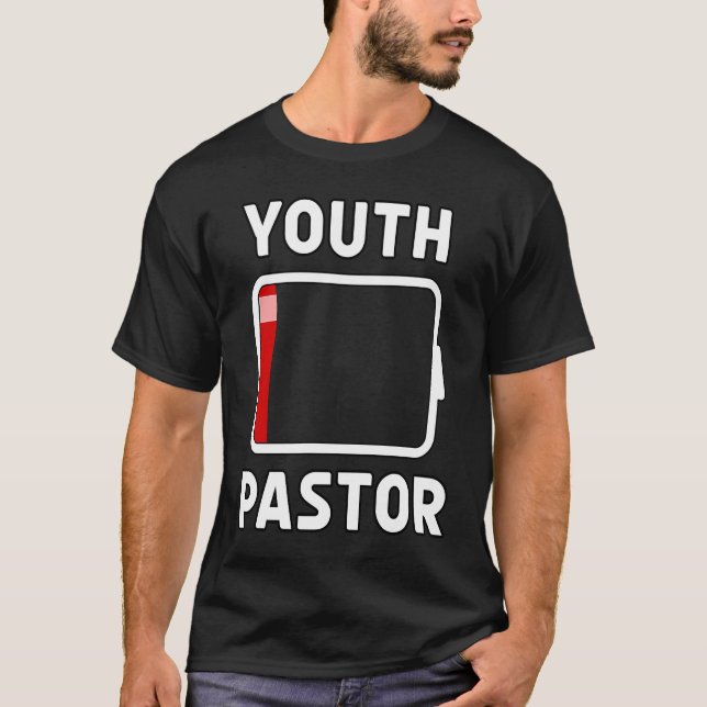 Jugend Pastor Niedrigbatterie Energie Kirche Camp  T-Shirt (Vorderseite)