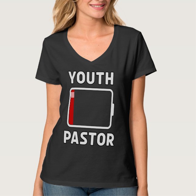 Jugend Pastor Niedrigbatterie Energie Kirche Camp  T-Shirt (Vorderseite)