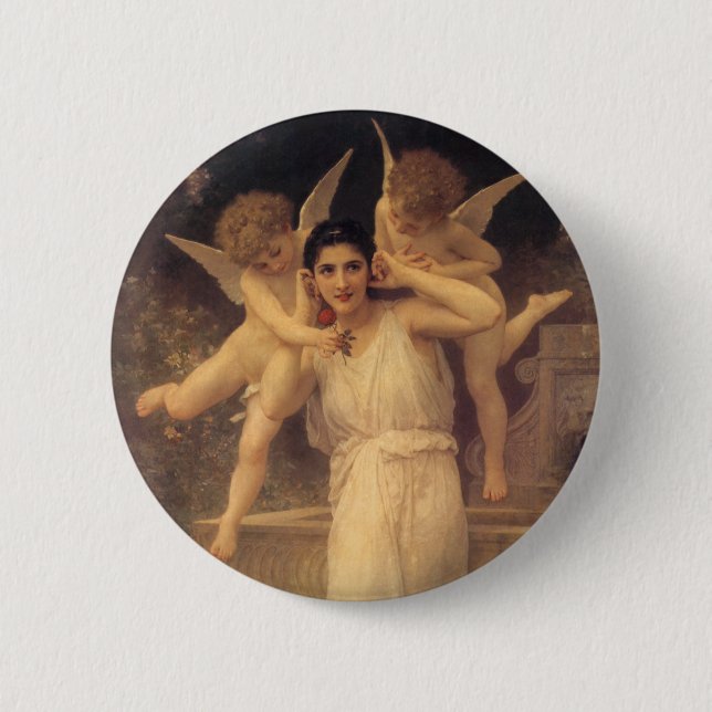 Jugend von Bouguereau, viktorianisches Engelsportr Button (Vorderseite)
