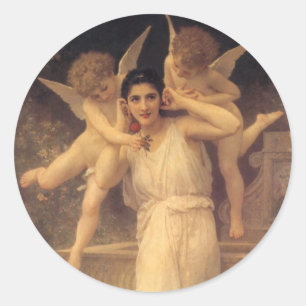 Jugend von Bouguereau, viktorianisches Engelsportr Runder Aufkleber