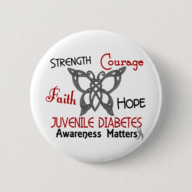 Jugenddiabetes-keltischer Schmetterling 3 Button (Vorderseite)