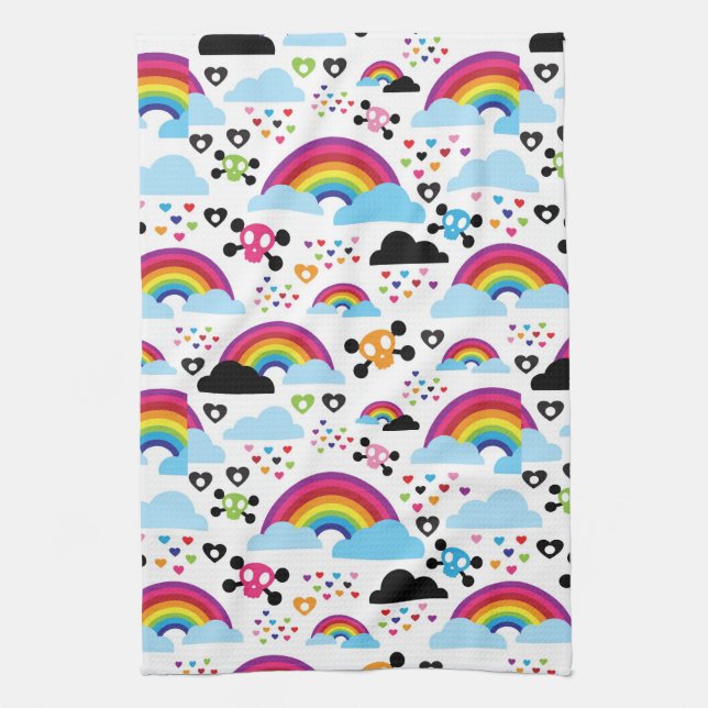 Jugendemo Regenbogen-Schädelhintergrund Handtuch (Vertikal)