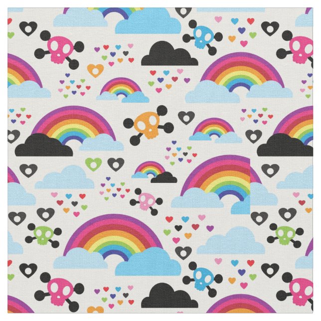 Jugendemo Regenbogen-Schädelhintergrund Stoff (Nahaufnahme)