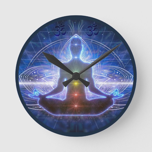 JUGENDITÄT IN DER LOTUS-POSITION CHAKRA II RUNDE WANDUHR (Vorderseite)
