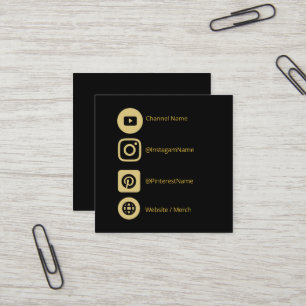 JUGENDKANAL SOCIAL MEDIA GOLD BLACK WERBEAKTION QUADRATISCHE VISITENKARTE