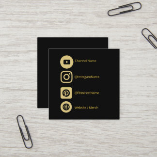 JUGENDKANAL SOCIAL MEDIA GOLD BLACK WERBEAKTION QUADRATISCHE VISITENKARTE
