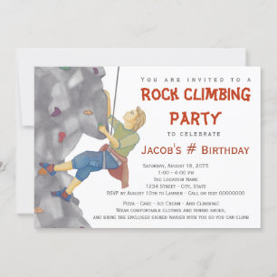 Jugendlich Jungen-Felsen-Kletterngeburtstags-Party Einladung