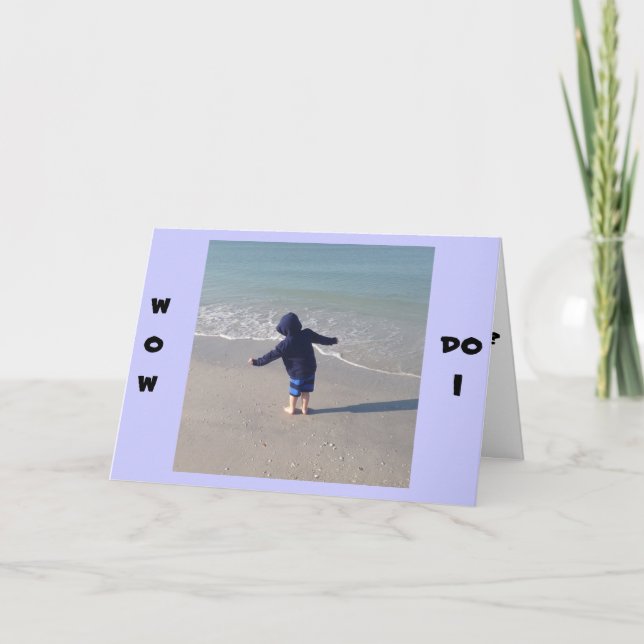 JUGENDLICHE AM STRAND WÜNSCHT "IHNEN EIN GLÜCKLICH KARTE (Vorderseite)