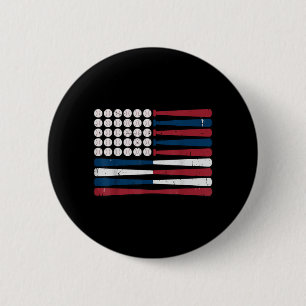 Jugendliche Amerikanische Flagge Baseballschläger Button