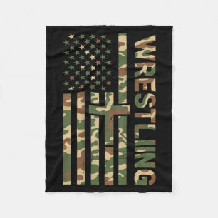 Jugendliche Camo-Ringkampf-Amerikanische-Flagge-US Fleecedecke