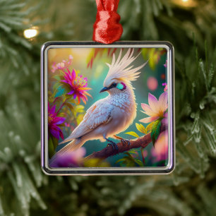 Jugendliche Crested Blush Feder Taube Fantasy Voge Ornament Aus Metall