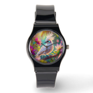 Jugendliche Hauben-Scham-Blütenfeder-Taube Fantasi Armbanduhr