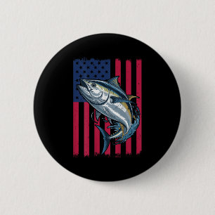 Jugendliche Jungen Tiefseeangeln Amerikanische Fla Button
