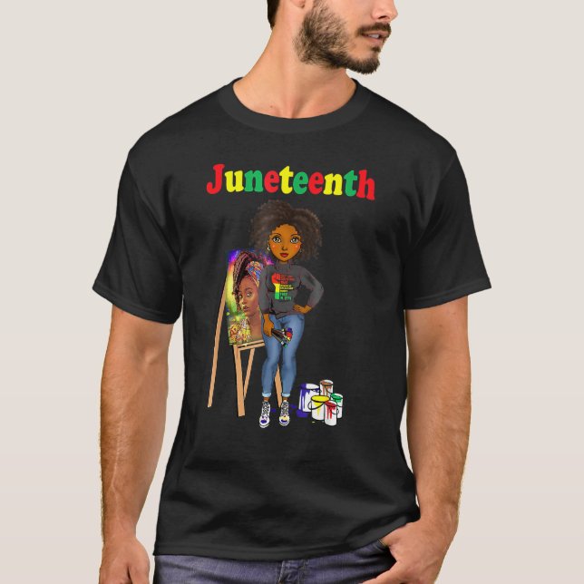 Jugendliche Schwarze Frauen Melanin Künstlerinnen T-Shirt (Vorderseite)