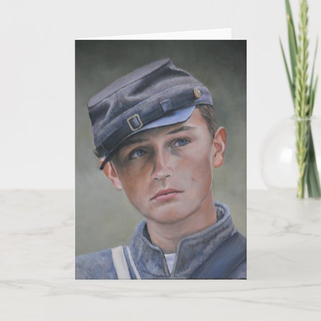 Jugendliche Zivil War Soldat Portrait Art Grußkart Karte (Vorderseite)