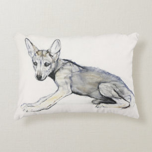 Jugendlicher arabischer Wolf-Welpe 2009 Zierkissen