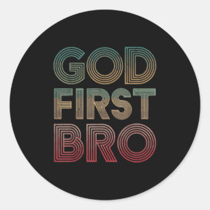 Jugendlicher Junge Gott zuerst Bro Lustiger Christ Runder Aufkleber