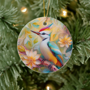 Jugendlicher Regenbogen-Specht-Fantasie-Vogel Keramik Ornament