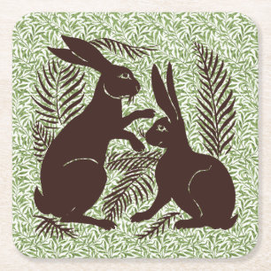 Jugendparadies Rabbits De Morgan und Morris Rechteckiger Pappuntersetzer