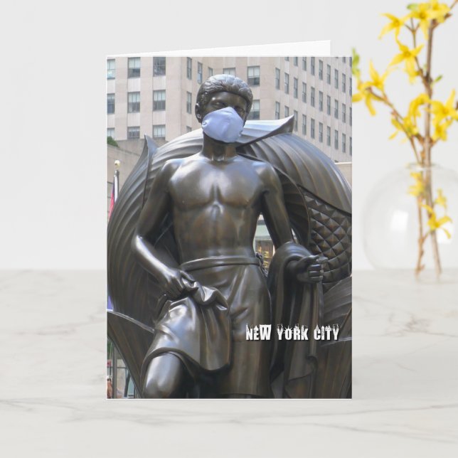 Jugendstatue mit Gesichtsmaske - NYC-Karte Karte (Gelbe Blume)