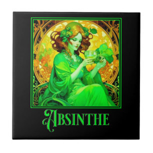 Jugendstil Absinthe Fliese