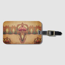 Jugendstil abstrakte Blume bordeauxrot grün