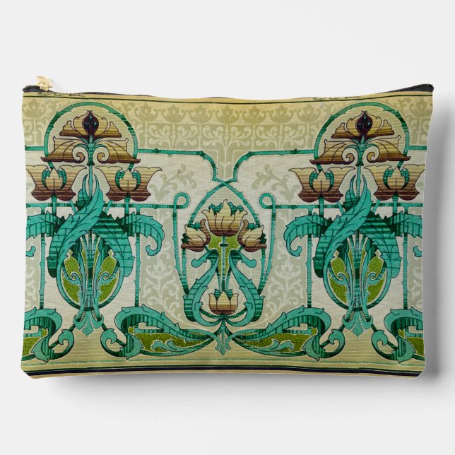 Jugendstil Acanthus Bouquet Blume Makeup Zubehörtasche (Vorderseite)