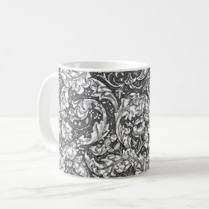 Jugendstil Akanthusblätter und Blumen, Grau Kaffeetasse