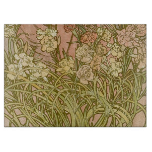 Jugendstil Alfonse Mucha Blüten-Nelken-Blumen Schneidebrett