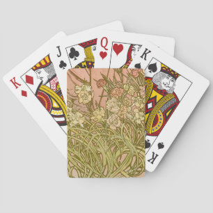 Jugendstil Alfonse Mucha Blüten Nelken Blumen Spielkarten