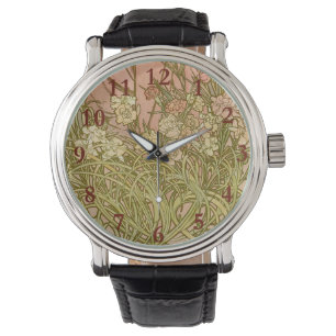 Jugendstil Alfonse Mucha Blütensträusse Nelken Blu Armbanduhr