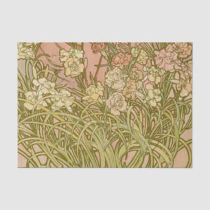 Jugendstil Alfonse Mucha Blütensträuße Nelkenblume Seidenpapier