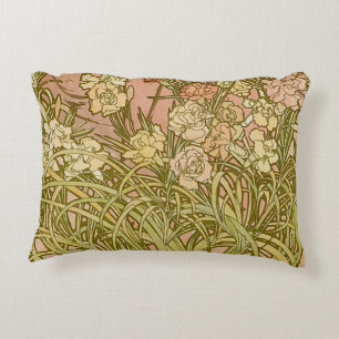 Jugendstil Alfonse Mucha Florale Nelkenblumen Dekokissen