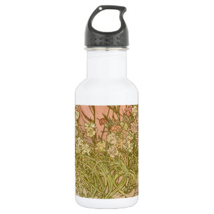 Jugendstil Alfonse Mucha Florale Nelkenblumen Edelstahlflasche