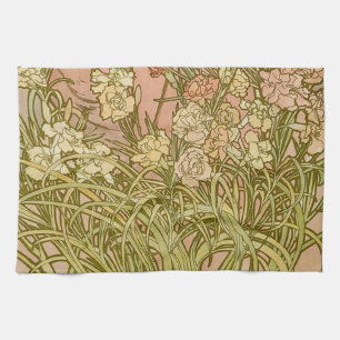 Jugendstil Alfonse Mucha Florale Nelkenblumen Geschirrtuch