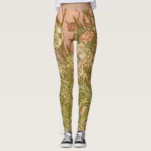 Jugendstil Alfonse Mucha Florale Nelkenblumen Leggings